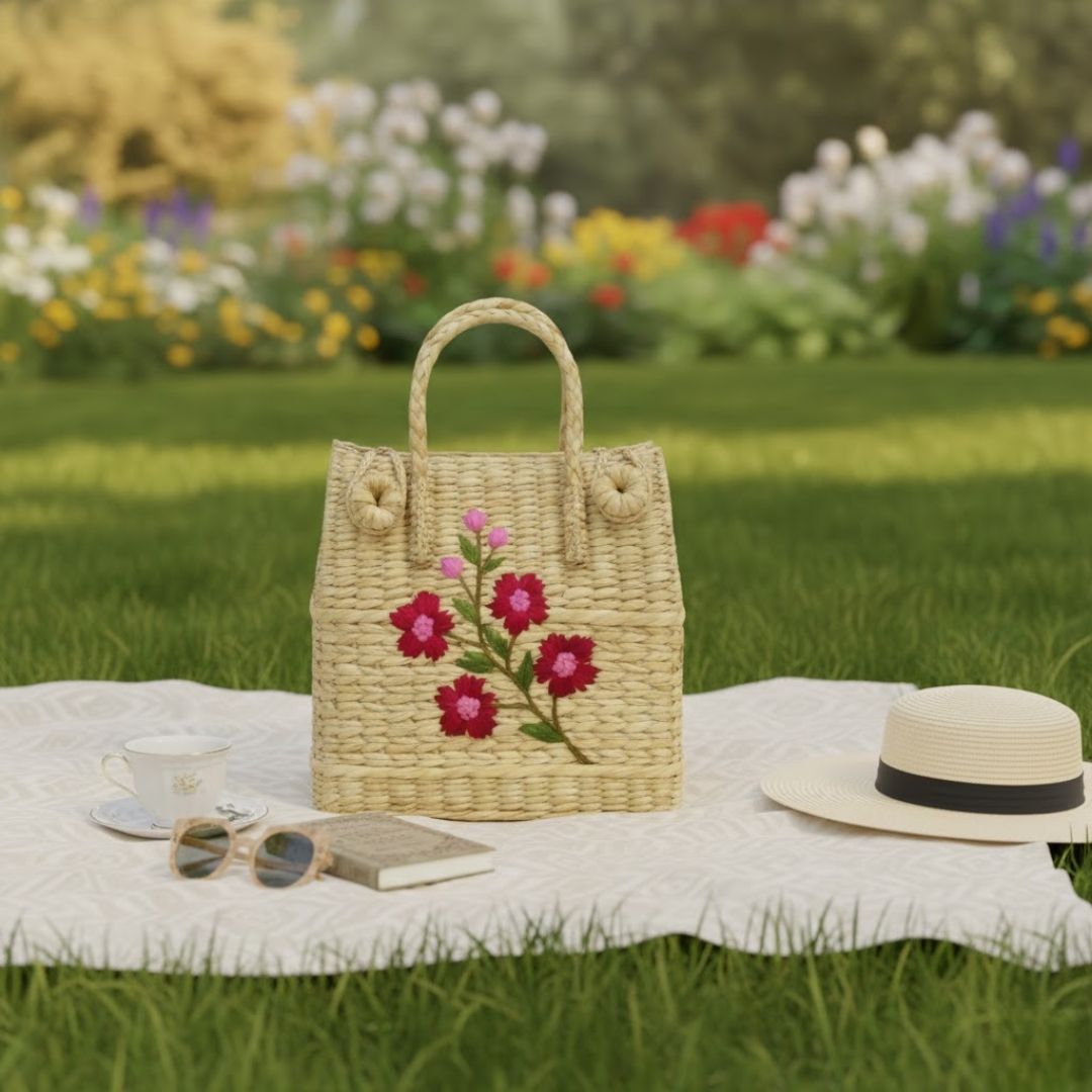 Kauna Embroidered Picnic Bag for Stylish Adventures